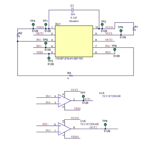 Schaltplan - Texas Instruments TLV1872EVM Evaluierungsmodul